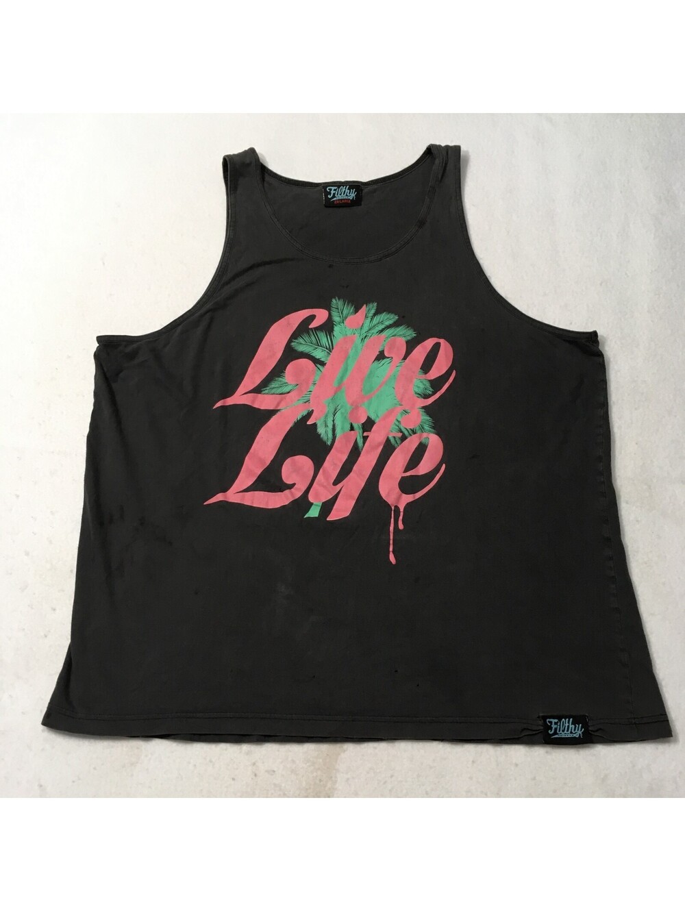 LIVE LIFE Men's Tank Top faded black  Logo Size 2XL Cotton